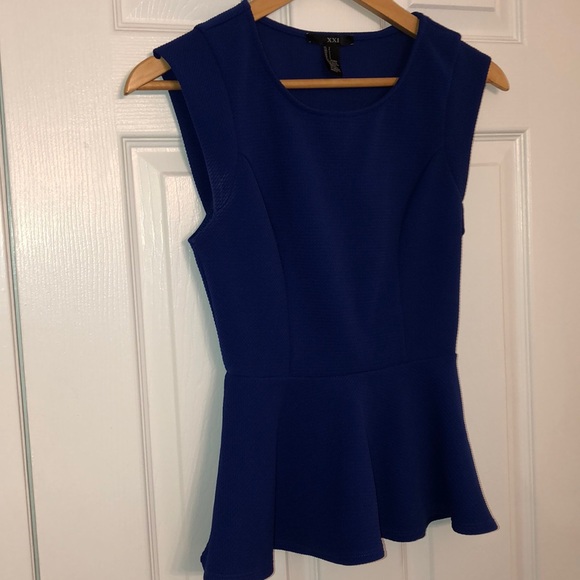 FOREVER21 Royal Blue peplum top - Picture 3 of 4